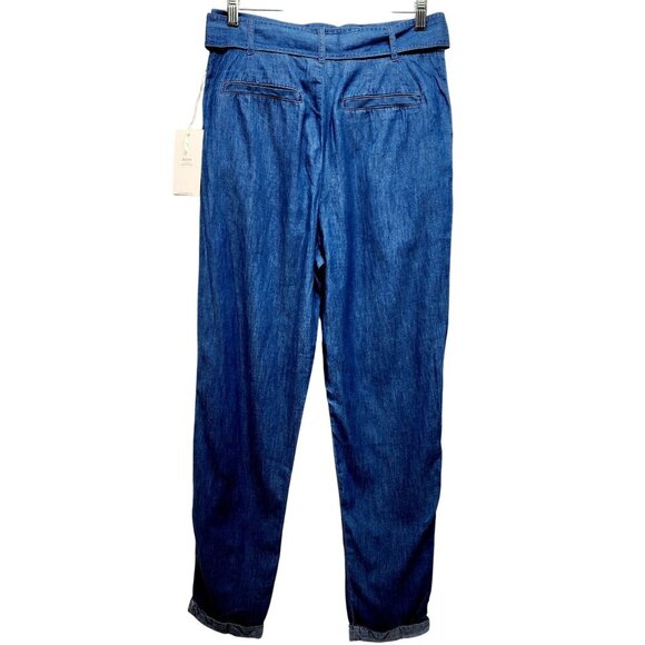 High-Waisted Denim Womens Trousers pants With Belt By Blāshe size S - Picture 2 of 10